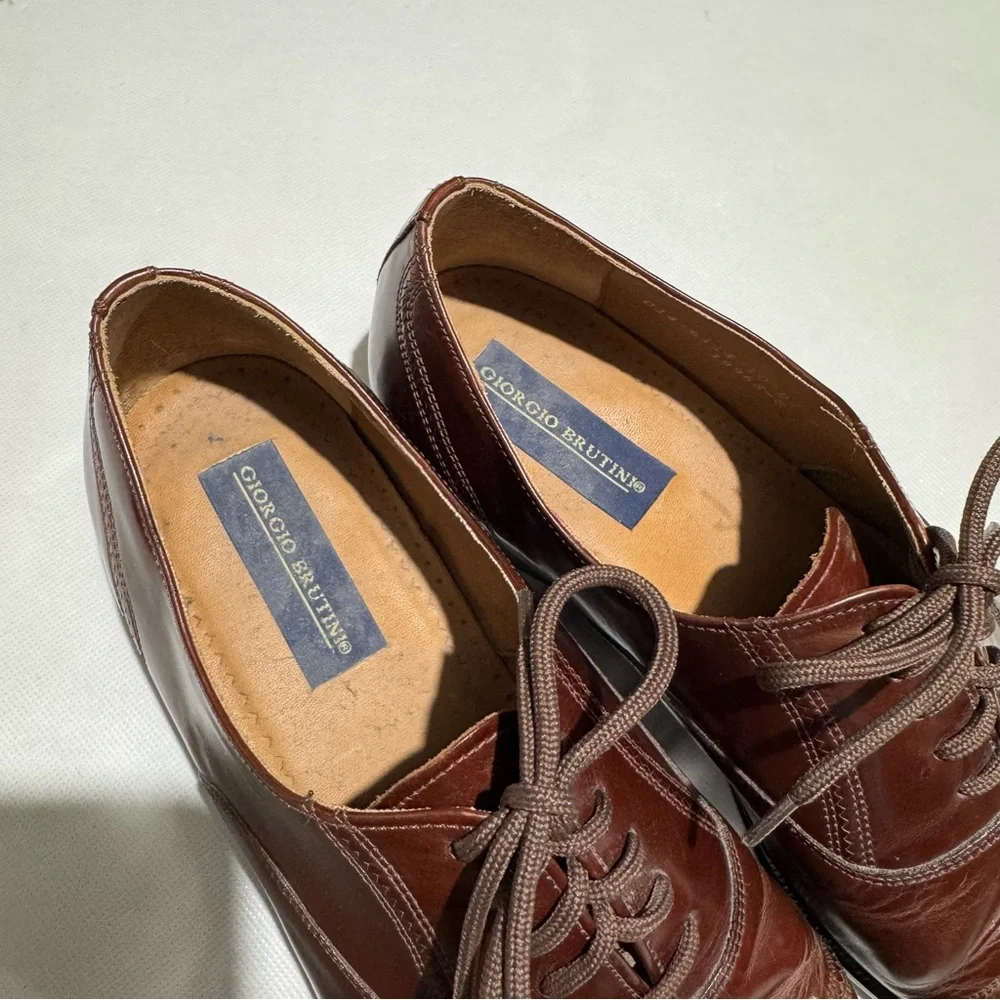 Giorgio Brutini Brown Leather Cap Toe Lace Up‎ Oxford Dress Shoes Mens Size 10